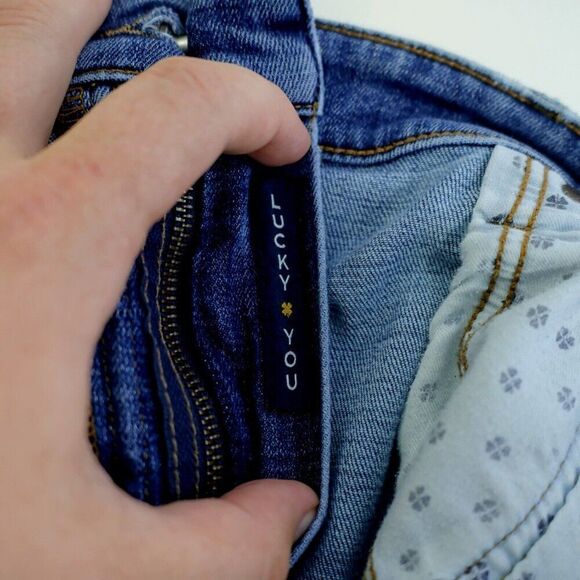 Lucky Brand 383 Straight Blue Jeans 37/32 Stone Wash Whiskering Mid Rise Tag 36 - Picture 13 of 13